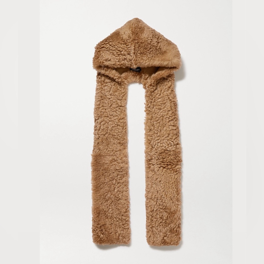 Yves Salomon Brown Shearling Hood Scarf 🤎